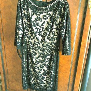 Tadashi Shoji Black Lace Evening Dress 10